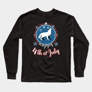 Happy 4th of July Howling Wolf Long Sleeve T-Shirt